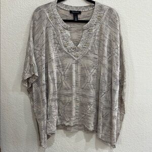 White House‎ Black Market Grey Patterned Women Shawl Large